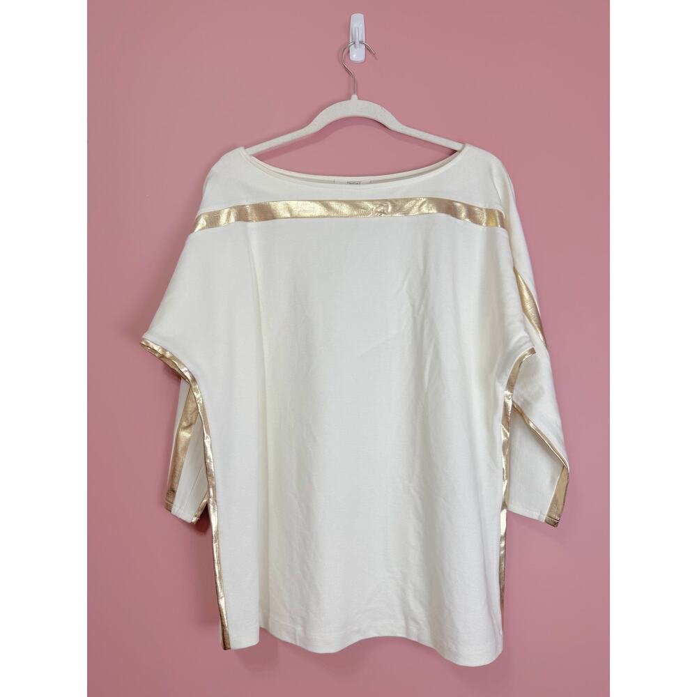Twinset Milano Boatneck Gold Stripe Tunic Top Size Small